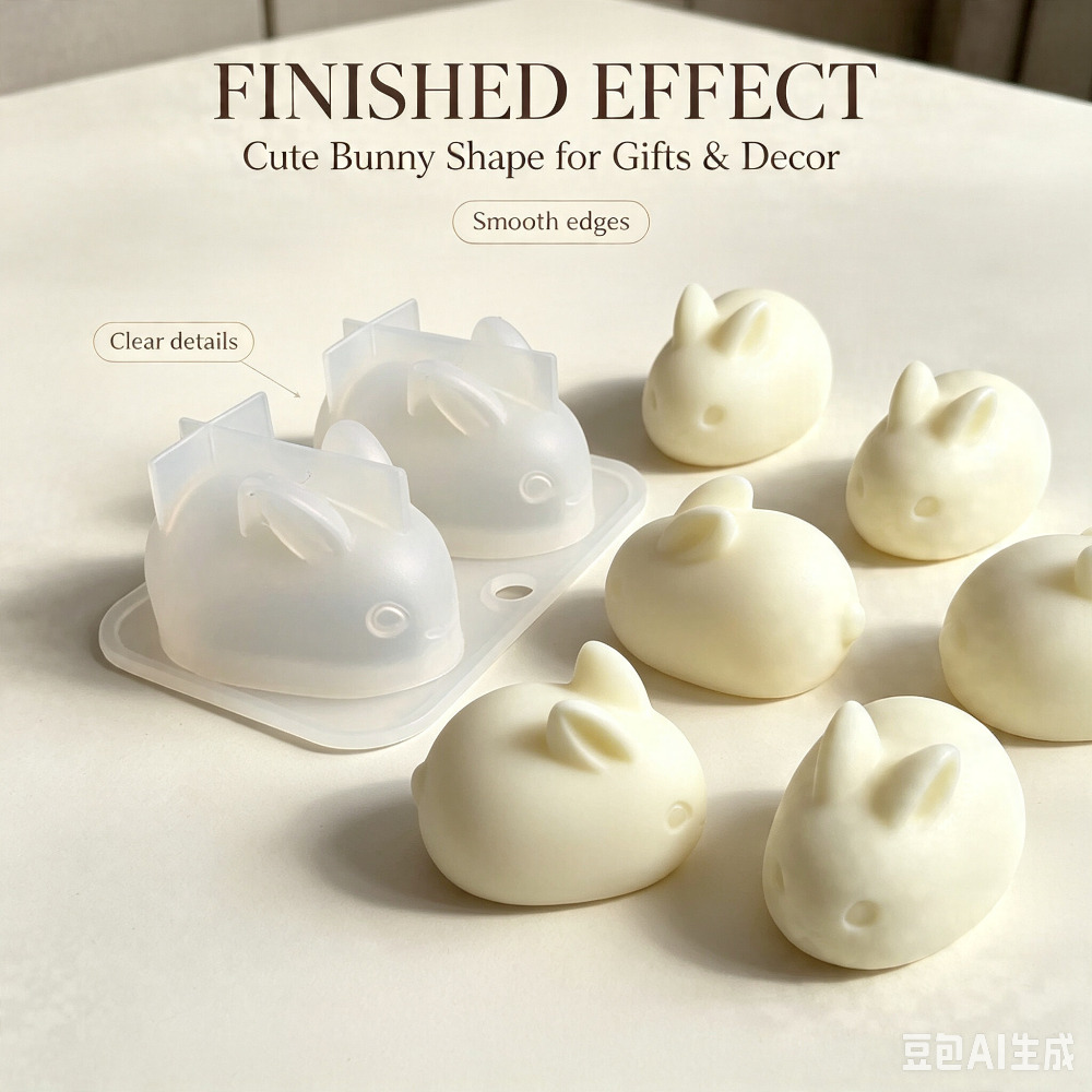 Soap Making Instructions - แม่พิมพ์ซิลิโคนรูปกระต่าย 3 มิติ เกรดอาหาร 2 ช่อง