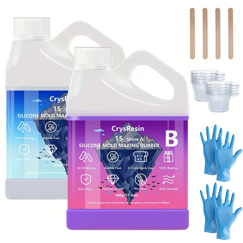 Soap Making Diy Kit - ซิลิโคนเหลวสำหรับทำแม่พิมพ์ 500 มล. 2 ขวด, ชุดยางที่นุ่ม