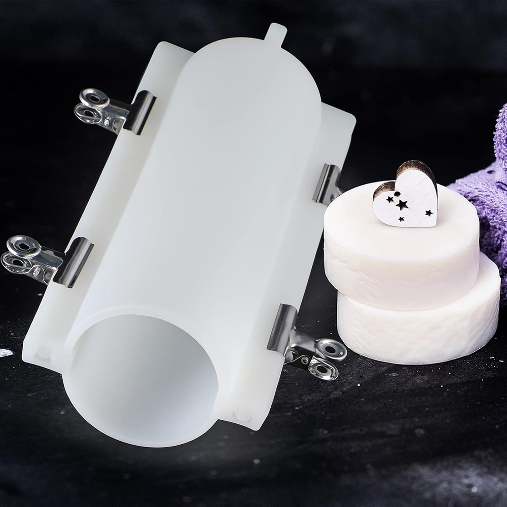 Soap Making Instructions - แม่พิมพ์สบู่ทรงกระบอกขนาดใหญ่พร้อมคลิปหนีบ, แม่พิมพ์ซิลิโคนทรงกระบอก 1000 มล., อุปกรณ์ทำสบู่แบบฝัง, สำหรับทำสบู่