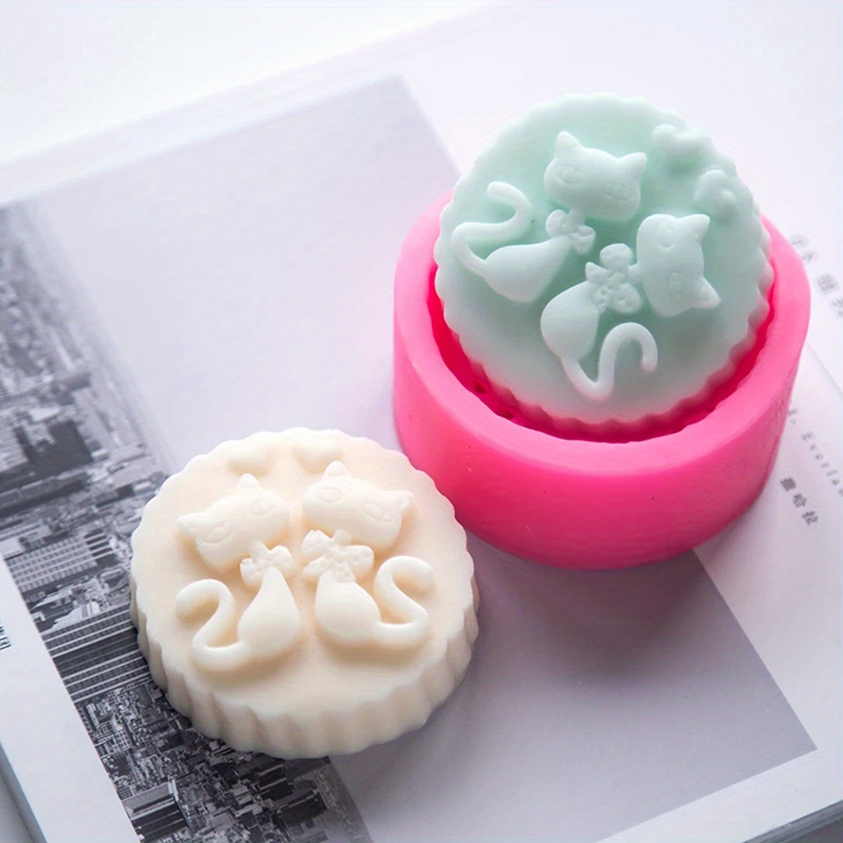 Soap Making Instructions - แม่พิมพ์สบู่ซิลิโคนรูปแมว 1 ชิ้น - แม่พิมพ์ทำเทียนทรงกลม DIY