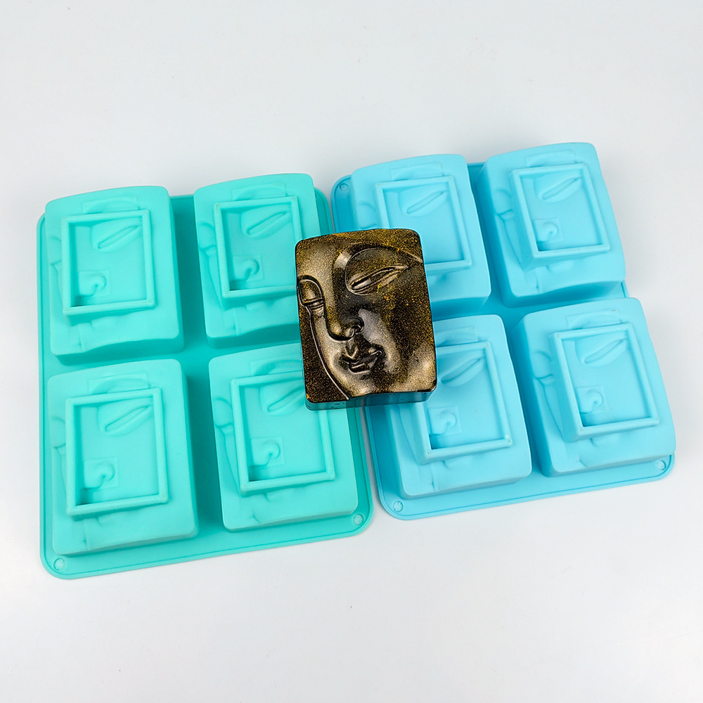 Soap Making Instructions - แม่พิมพ์แม่พิมพ์สบู่ซิลิโคนรูปพระพุทธรูปทำมือสบู่ถูหน้า4รูเครื่องมือทำก้อนเค้กช็อคโกแลตแบบทำมือ